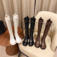 New Cross Tied Motorcycles Boots Women - Thumbnail 3