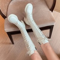 New Cross Tied Motorcycles Boots Women - Thumbnail 6