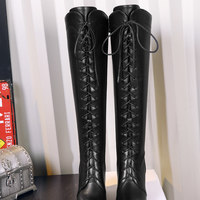 Handmade Genuine Leather Knee High Boots - Thumbnail 1