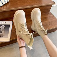 Shoes Round Toe Flat Heel Boots Women - Thumbnail 4