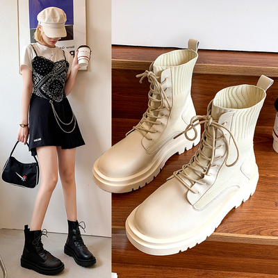 Shoes round toe flat heel boots women - Thumbnail 1