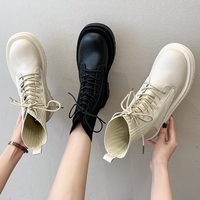 Shoes Round Toe Flat Heel Boots Women - Thumbnail 2