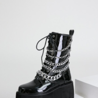 Women Boots With Chain High Heel Ankle - Thumbnail 2