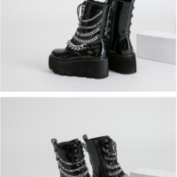 Women Boots With Chain High Heel Ankle - Thumbnail 3