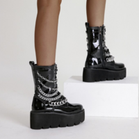 Women Boots With Chain High Heel Ankle - Thumbnail 5