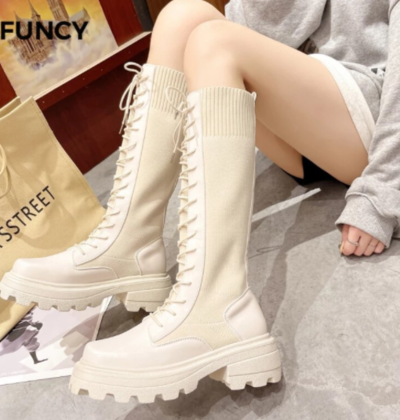  Goth High Heels Knee Length Platform Shoes 