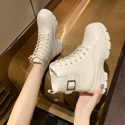 Punk gothic combat ankle boots women