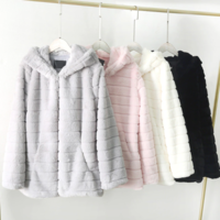 Hooded Long Sleeve Shaggy Soft Artificial Fur - Thumbnail 5