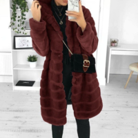 Hooded Long Sleeve Shaggy Soft Artificial Fur - Thumbnail 1