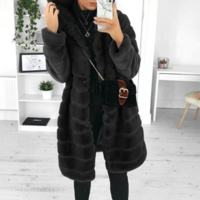Hooded Long Sleeve Shaggy Soft Artificial Fur - Thumbnail 3