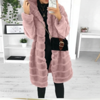 Hooded Long Sleeve Shaggy Soft Artificial Fur - Thumbnail 4