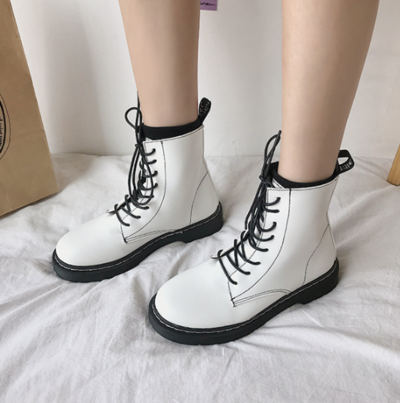 White Ankle Boots Motorcycle Boots Female 