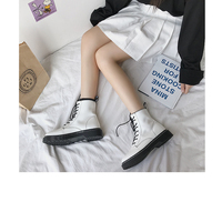 White Ankle Boots Motorcycle Boots Female  - Thumbnail 1