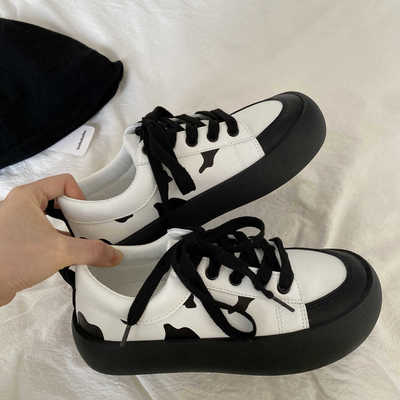 Kawaii cow print low-cut ladies vulcanized shoes 