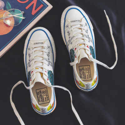  fashion graffiti women casual shoes flats canvas