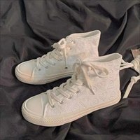 High-Top Heart-Shaped Print Canvas Shoes  - Thumbnail 1