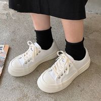 White High Sneakers Canvas Shoes Sports Flat - Thumbnail 2
