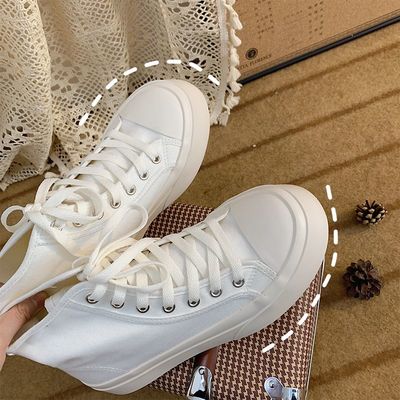 White high sneakers canvas shoes sports flat