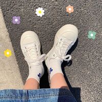 White High Sneakers Canvas Shoes Sports Flat - Thumbnail 1