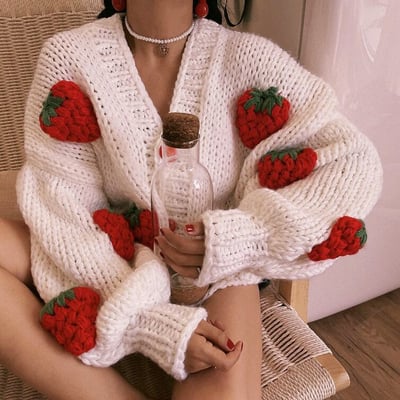 Strawberry Embroidery Cardigan Sweater