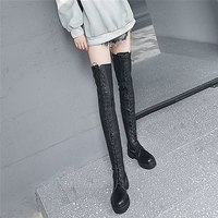  Lace Up Strappy Over The Knee High Motorcycle Boots - Thumbnail 5