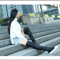 Sweet Girls Shoe Woman Boots Leather Elastic - Thumbnail 1