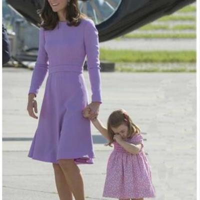Kate middleton lilac elegant long sleeves cocktail dress
