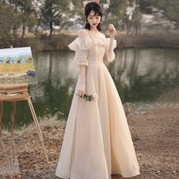 Cute tulle long A line prom dress evening dress - Thumbnail 3