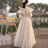 Cute tulle long A line prom dress evening dress - Thumbnail 4