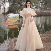 Cute tulle long A line prom dress evening dress - Thumbnail 6