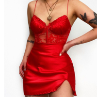 Sling Lace Stitching Sleeveless Dress - Thumbnail 2