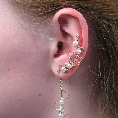 2 gold filled full ear cuffs with matching pair spiral earrings