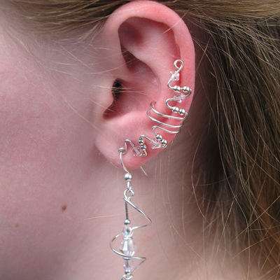 Sterling silver ear cuff with matching earring