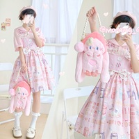 Princess Doll Cute Girl Student Rabbit Bunny Peach Fruit Hood Plush Doll Fluff Shoulder Bag - Thumbnail 4