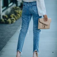 Slim Break Hole Denim Trousers - Thumbnail 2