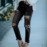 Slim Break Hole Denim Trousers - Thumbnail 4
