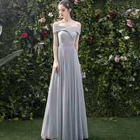 Gray chiffon long A line prom dress bridesmaid dress - Thumbnail 6