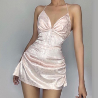 Sexy Deep V Backless Bowknot Dress - Thumbnail 1