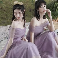 Purple tulle short prom dress party dress - Thumbnail 4