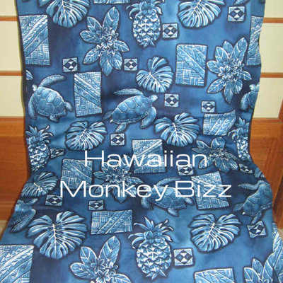 "blue - pineapple turtle fern" hawaiian car seat covers - 2pc (denim/canvas)  