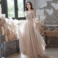 Cute Tulle Lace Long A Line Prom Dresses, Cute Evening Dresses Party Dresses - Thumbnail 1