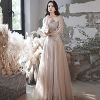 Cute Tulle Lace Long A Line Prom Dresses, Cute Evening Dresses Party Dresses - Thumbnail 3