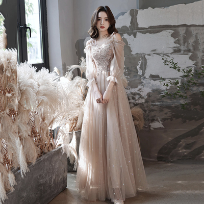 Cute tulle lace long a line prom dresses, cute evening dresses party dresses - Thumbnail 3