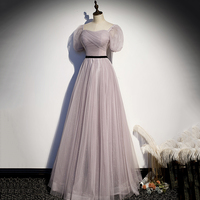 Cute tulle long A line prom dress evening gown - Thumbnail 1