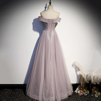 Cute tulle beads long A line prom dress evening gown - Thumbnail 2