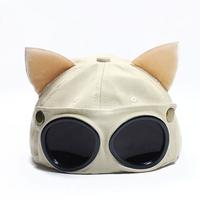 Vintage Pilot Glasses Cap Hat With Cat Ears  - Thumbnail 4