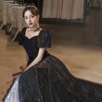 Cute tulle long A line prom dress evening gown - Thumbnail 5