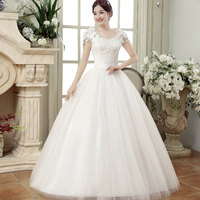White tulle lace long prom gown wedding dress - Thumbnail 2