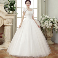 White tulle lace long prom gown wedding dress - Thumbnail 4