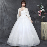 White v neck lace long prom gown evening gown - Thumbnail 1